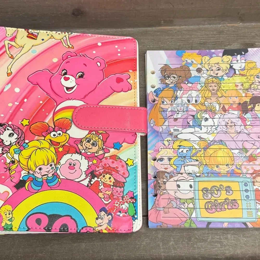 80’s cartoon characters A5 6 ring binder with matching paper